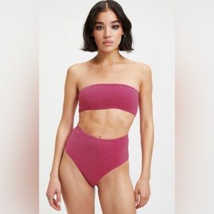 NWT Good American Sparkle Band Top Bandeau Bra Hawaiian Pink Women's Size M